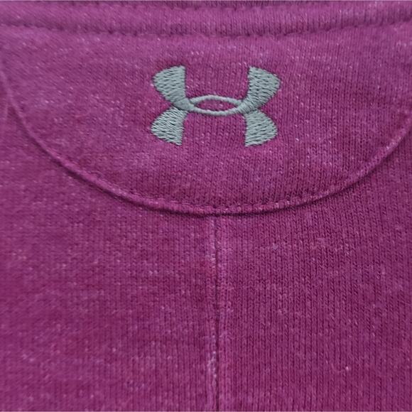 Under Armour Studio Terry Moto Jacket Zip Fitted Small Women Dark Pink - Picture 7 of 8
